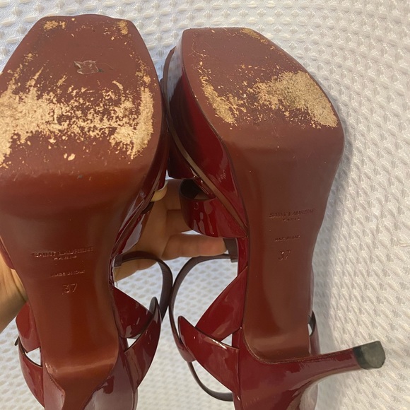 YSL Amarena Tribute Patent Leather Sandals - Picture 3 of 6